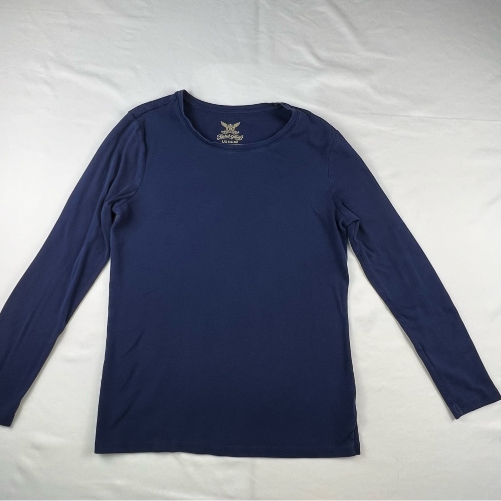 Faded Glory - Women’s Long Sleeve Top - Large (10-12) - Navy - Crew Neck